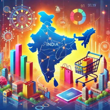 Blog 11 A vibrant illustration showcasing the growth of e-commerce in India, with a focus on Tier-3 cities.